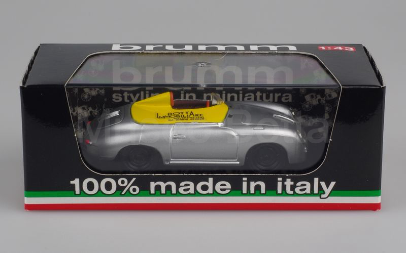 BRUMM PROMOZIONALE (IB2006) Porsche 356 record Monza "IMMOBILIARE BOTTA anno 2006" argento-giallo