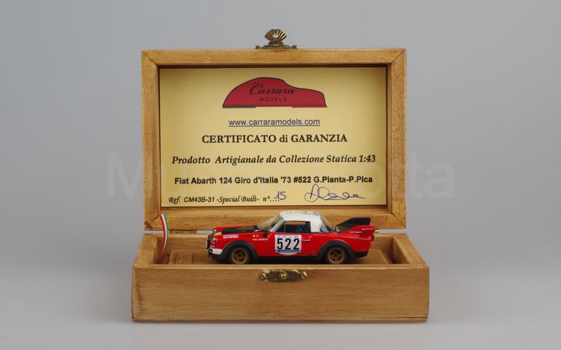 CARRARA MODELS (CM43B-31) Fiat Abarth 124 n° 522 Pianta-Pica Giro d'Italia 1973 bianco-nero-rosso FACTORY BUILT