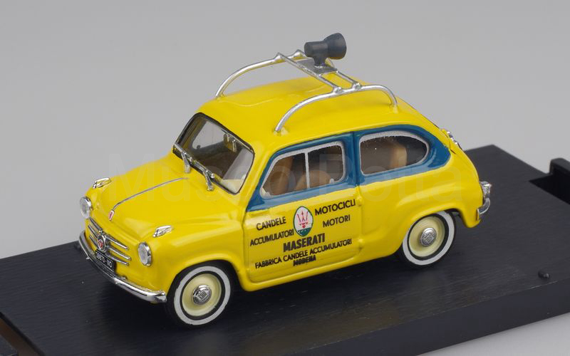 IV MODEL (ISI 011) Fiat 600 berlina "ASSISTENZA CORSE MOTO MASERATI" 1956 giallo-azzurro