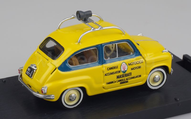 IV MODEL (ISI 011) Fiat 600 berlina "ASSISTENZA CORSE MOTO MASERATI" 1956 giallo-azzurro