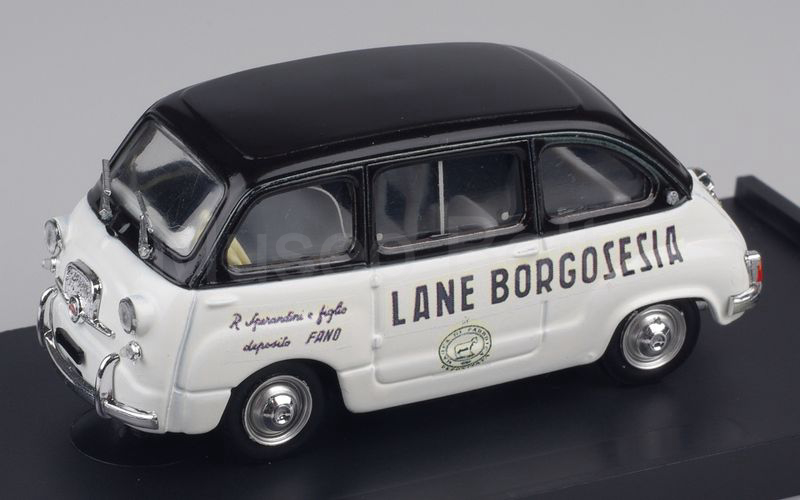 MUSEO BOTTA elaborazione su base BRUMM (Mu.Bo. VP003) Fiat 600D Multipla "LANE BORGOSESIA - deposito di Fano" nero-bianco