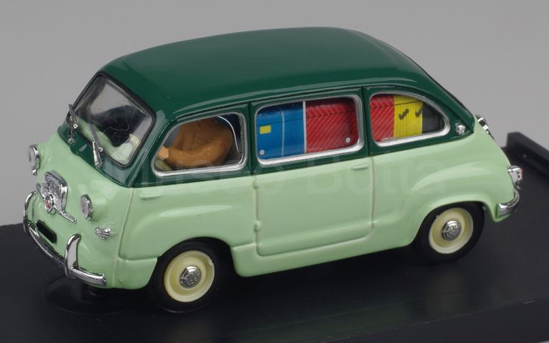 Elaborazione su base BRUMM (Mu.Bo.013) Fiat 600 Multipla depliant pubblicitario 2 verde scuro-verde chiaro