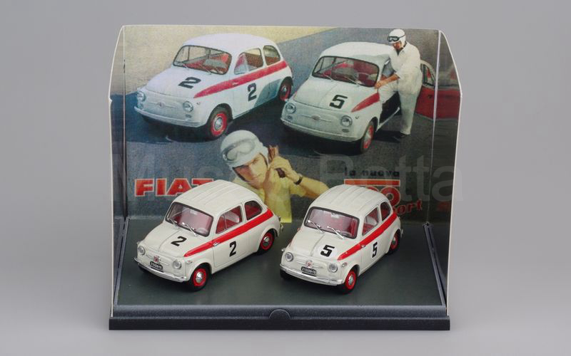 Elaborazione su base BRUMM Gift Set Fiat 500 Sport depliant pubblicitario 1958