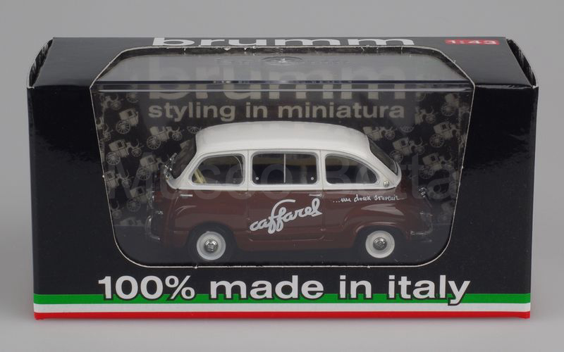 BRUMM (R595) Fiat 600 Multipla 1956 "CAFFAREL" bianco-marrone