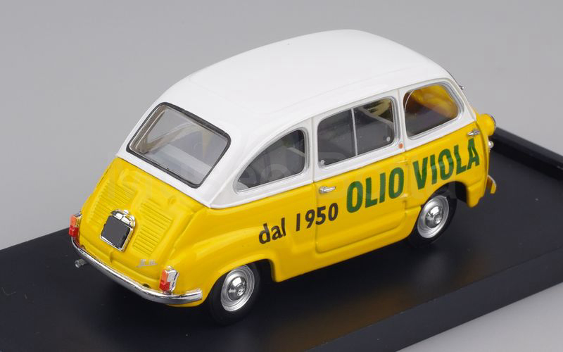 Elaborazione su base BRUMM Fiat 600D Multipla "OLIO VIOLA" bianco-giallo