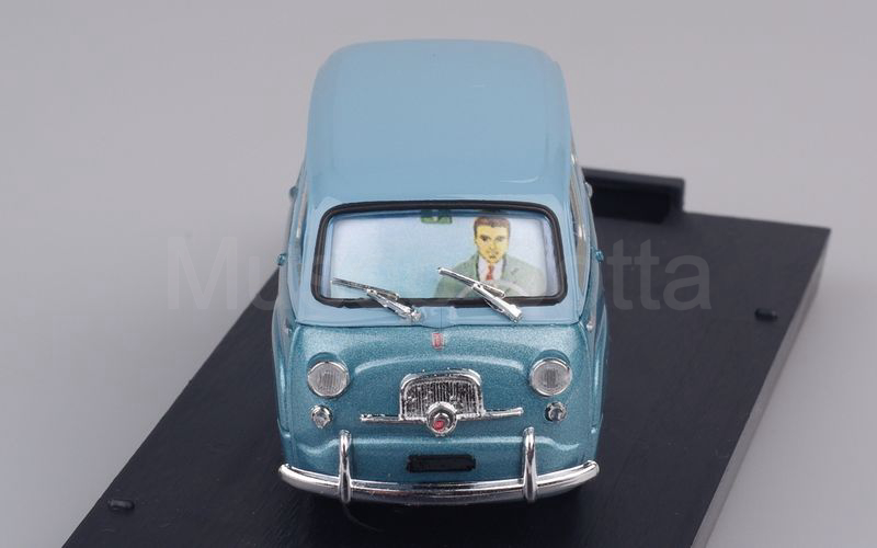 Elaborazione su base BRUMM Fiat 600 Multipla depliant pubblicitario azzurro chiaro-azzurro metallizzato