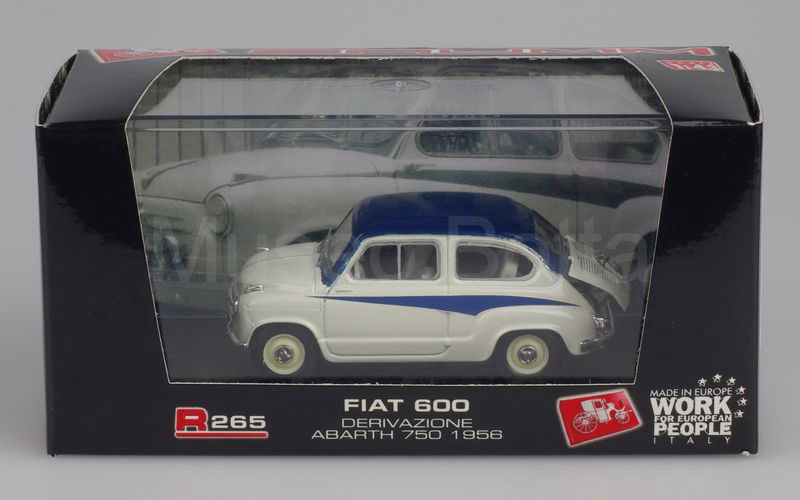 MUSEO BOTTA elaborazione su base BRUMM (Mu.Bo. 006-B) Fiat 600 derivazione Abarth 750 1956 bicolore blu-grigio chiaro