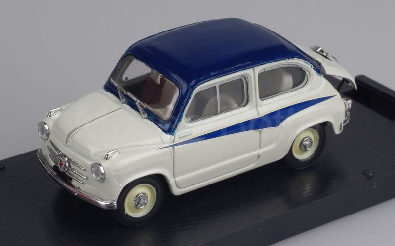 MUSEO BOTTA elaborazione su base BRUMM (Mu.Bo. 006-B) Fiat 600 derivazione Abarth 750 1956 bicolore blu-grigio chiaro