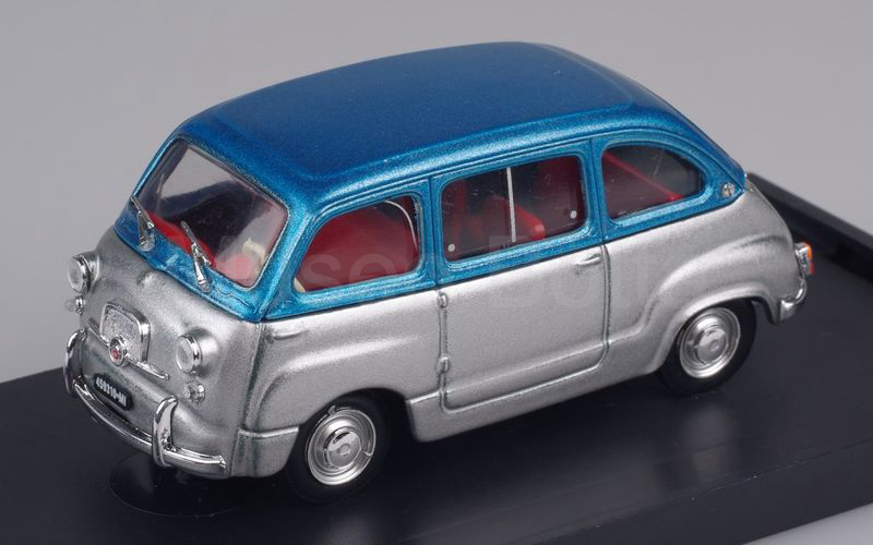 MUSEO BOTTA elaborazione su base BRUMM (Mu.Bo.029) Fiat 600D Multipla blu elettrico metallizzato-argento sedili rossi