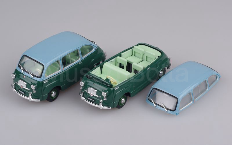 MUSEO BOTTA elaborazione su base BRUMM (Mu.Bo.031) Fiat 600D Multipla 6 posti SMONTABILE azzurro-verde scuro