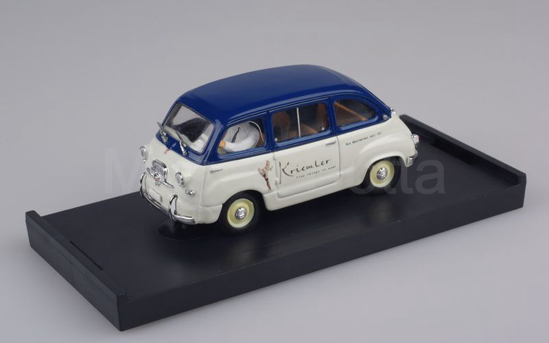 Elaborazione su base BRUMM Fiat 600 Multipla "KRIEMLER" blu zaffiro-grigio chiaro con pilotino