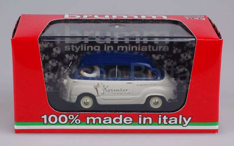 Elaborazione su base BRUMM Fiat 600 Multipla "KRIEMLER" blu zaffiro-grigio chiaro con pilotino