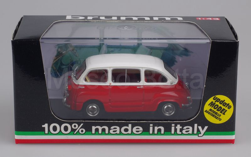 MUSEO BOTTA elaborazione su base BRUMM (Mu.Bo.045) Fiat 600D Multipla 4/5 posti SMONTABILE bianco-rosso