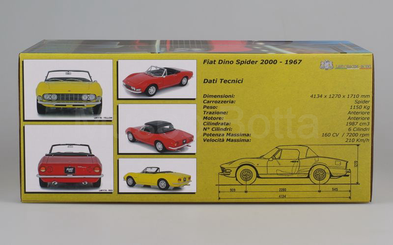 LAUDORACING-MODEL 1:18 (LM117A) Fiat Dino Spider 2000 rosso