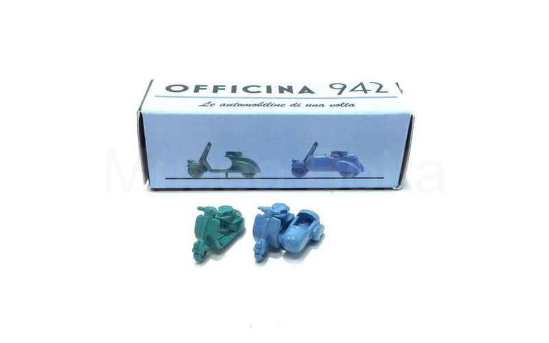 OFFICINA 942 (1013) set Vespa 98 + Vespa 98 con sidecar 1946 verde + azzurro